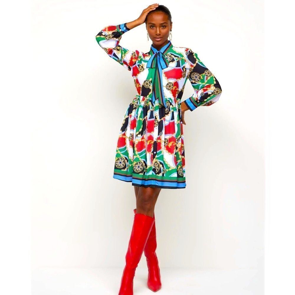 🌸NY & Company Chain-Print A-Line Shirtdress Size XXL (AA4)